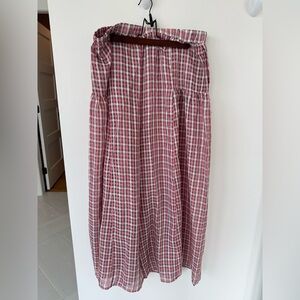Plaid pink and White Women's wide leg pants